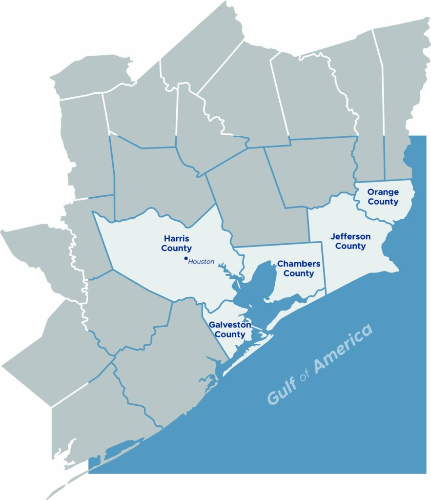 Map of GCPD protection territory along Texas Gulf Coast as of 2025