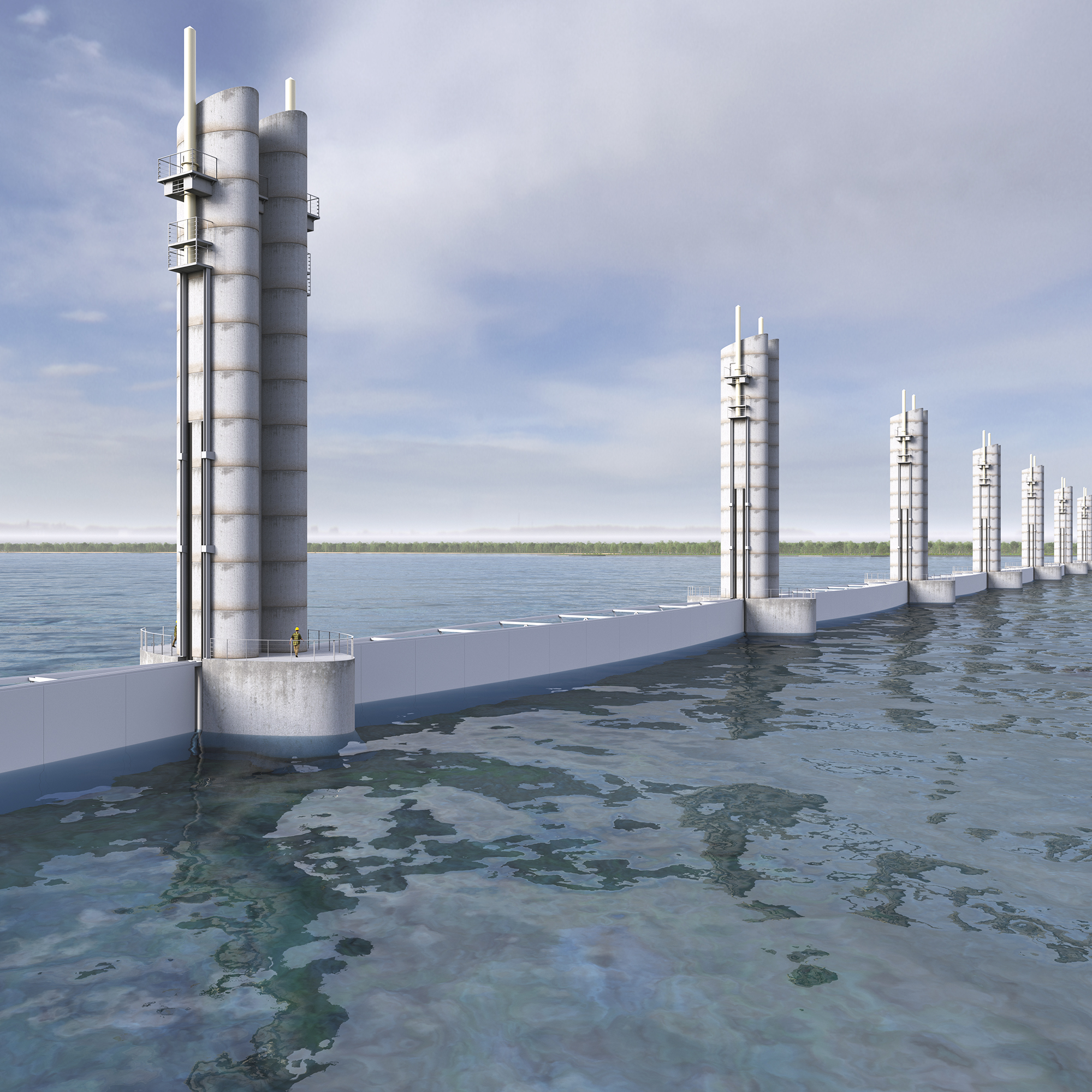 3D Rendering of a Lift gate design for storm surge protection