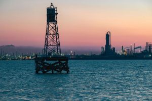 Image of port in texas at dusk